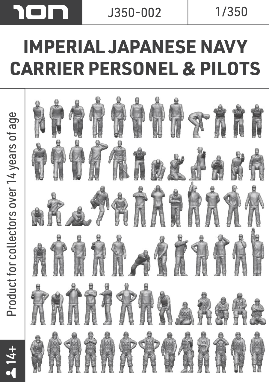 ION Model J350-002 1:350 Imperial Japanese Navy Carrier Personnel & Pilots (3D-Printed)