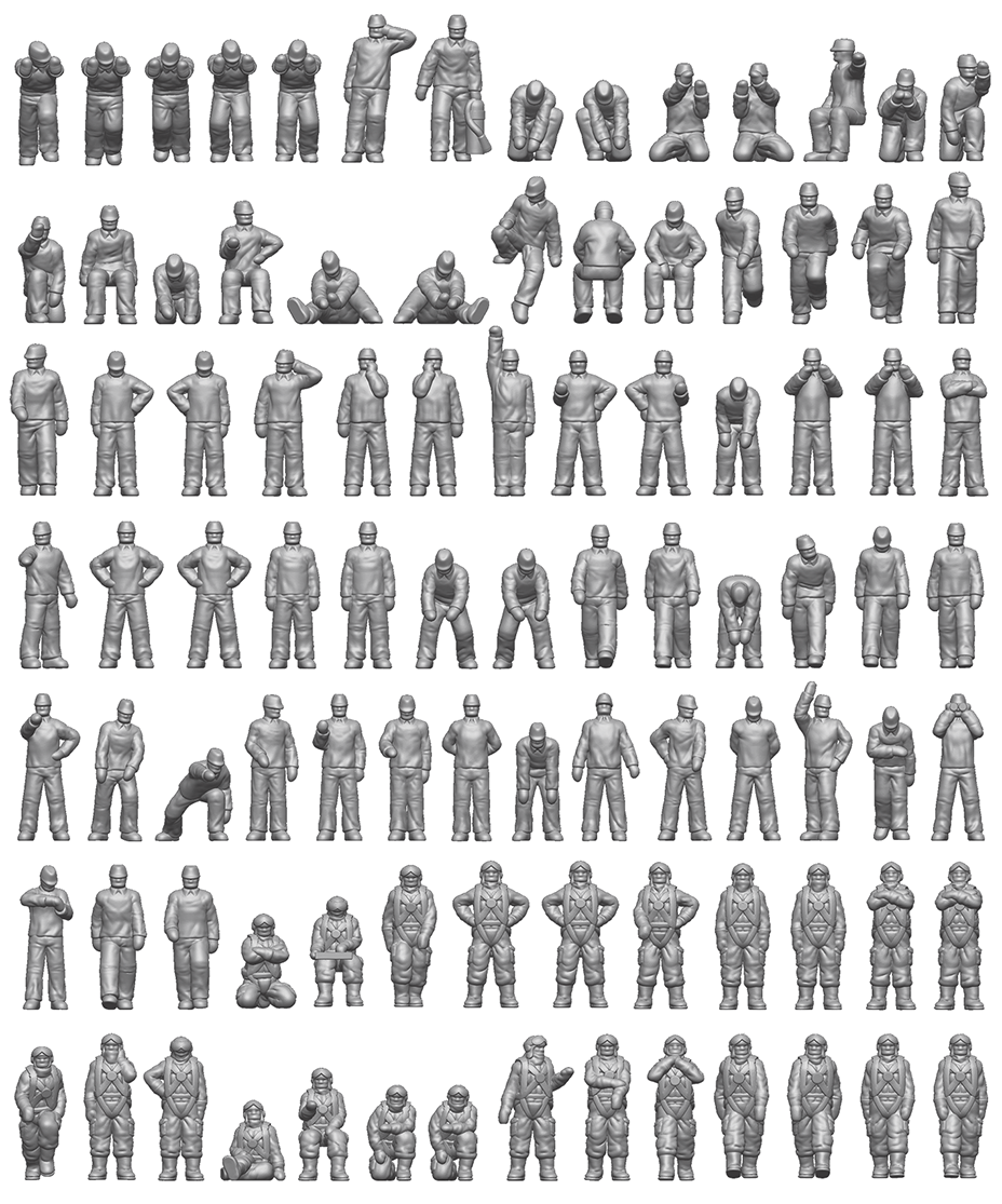ION Model J700-002 1:700 Imperial Japanese Navy Carrier Personnel & Pilots (3D-Printed)
