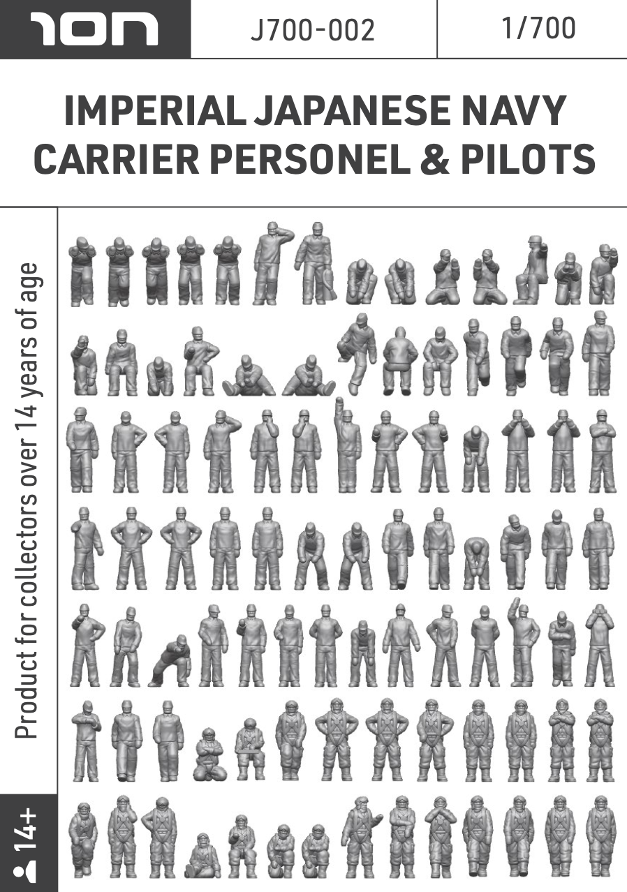 ION Model J700-002 1:700 Imperial Japanese Navy Carrier Personnel & Pilots (3D-Printed)