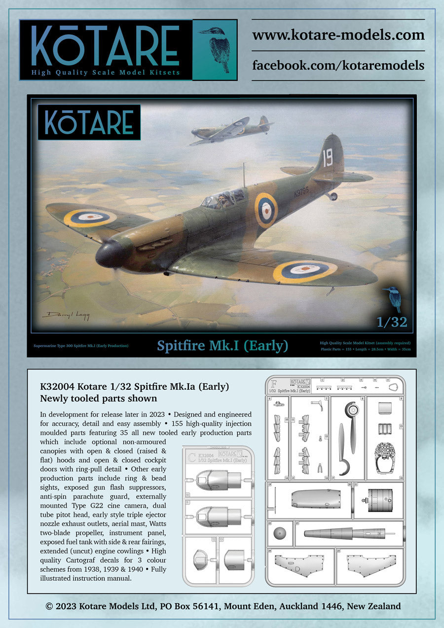 Kotare Models 32004 1:32 Supermarine Spitfire Mk.I (Early)