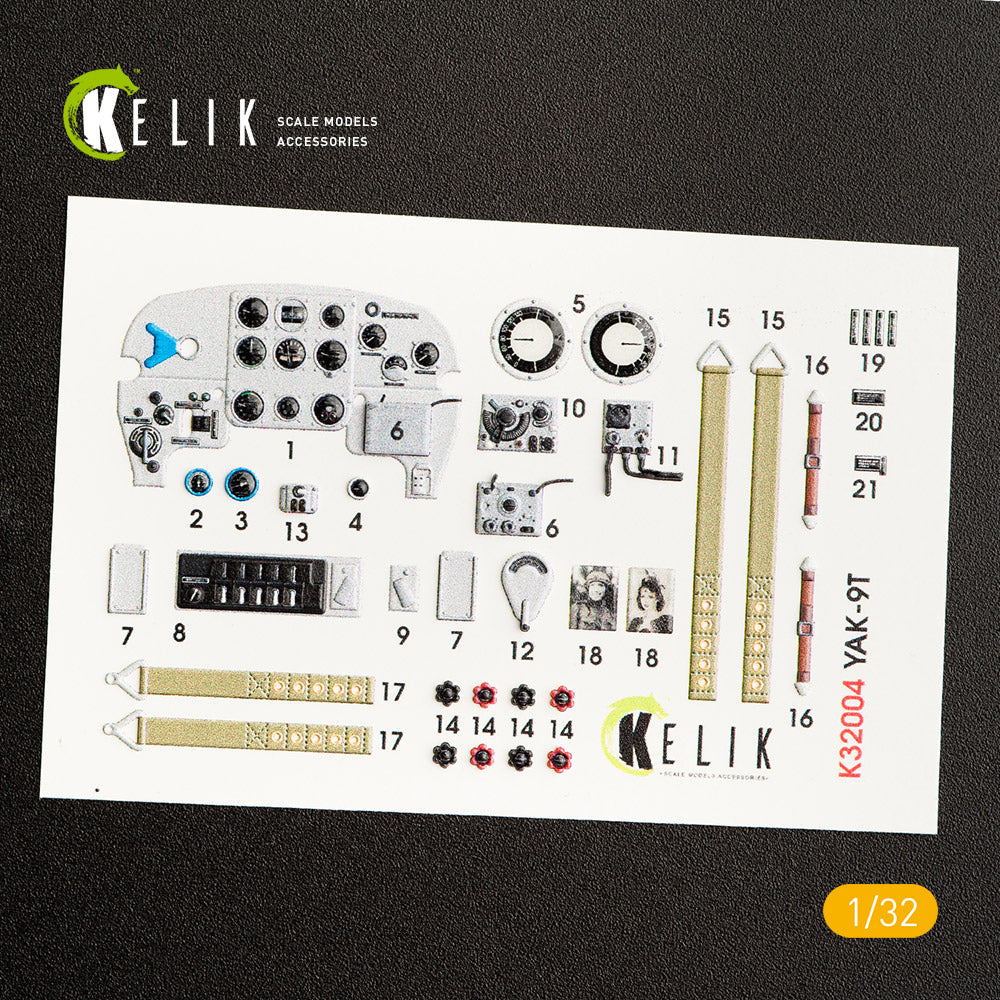 Kelik 3D Decals K32004 1:32 Yakovlev Yak-9T interior (3D-Printed) decals