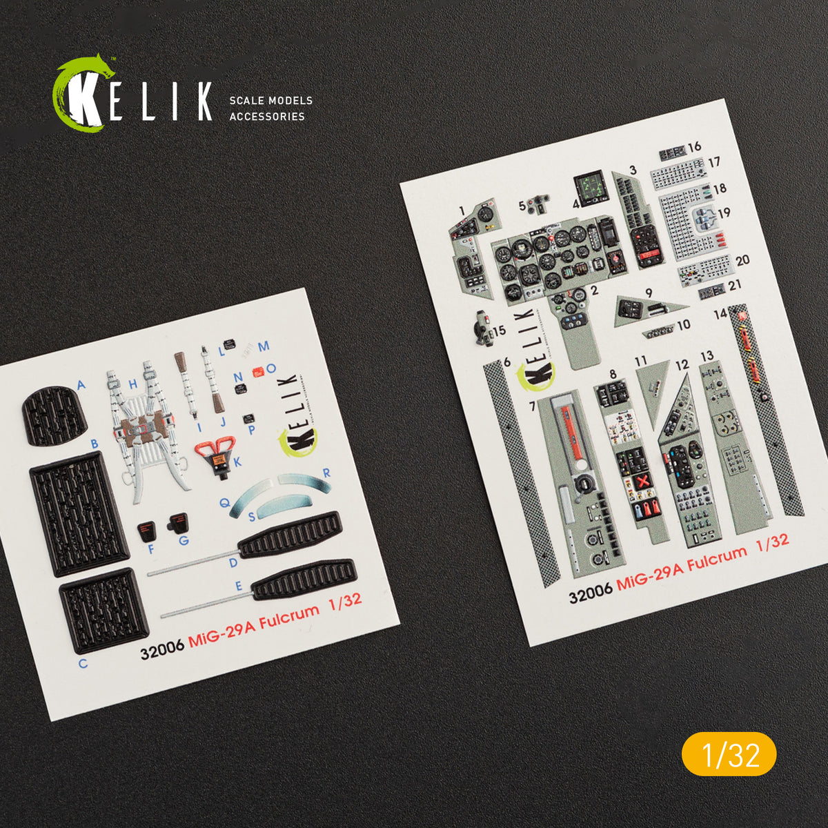 Kelik 3D Decals K32006 1:32 Mikoyan MiG-29A (9-12) Fulcrum interior (3D-Printed) decals