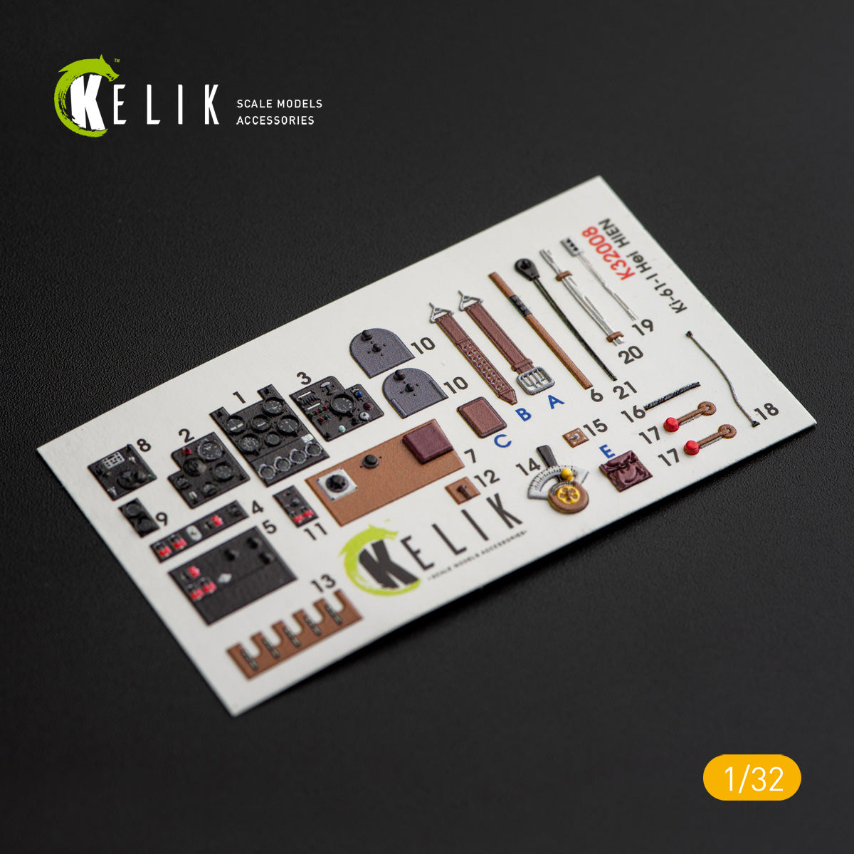 Kelik 3D Decals K32008 1:32 Kawasaki Ki-61-I interior (3D-Printed) decals