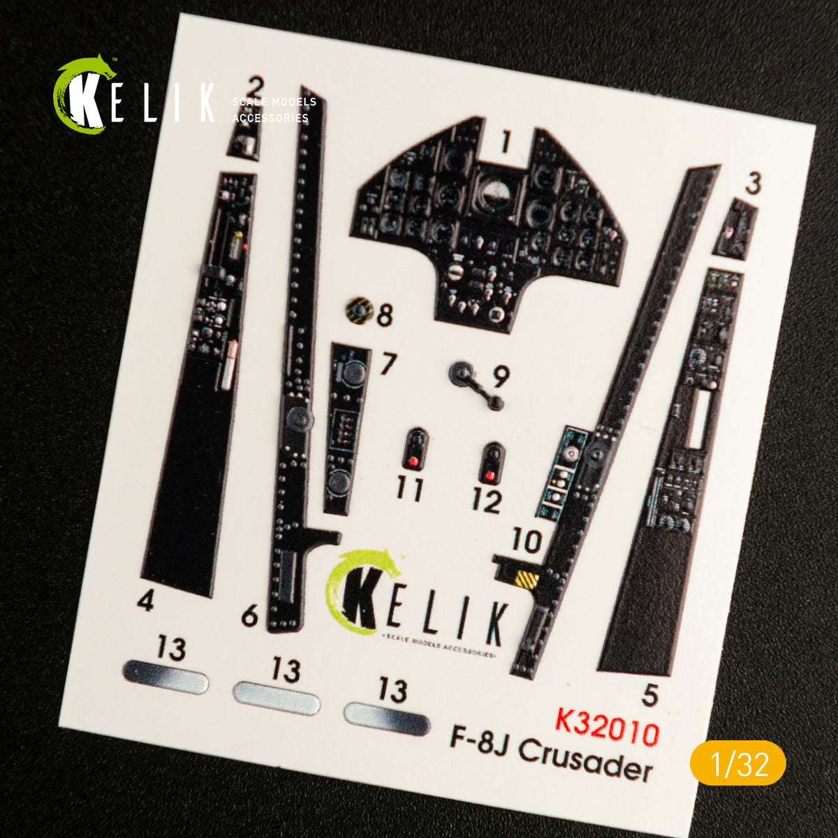Kelik 3D Decals K32010 1:32 Vought F-8J Crusader- Interior 3D-Decal