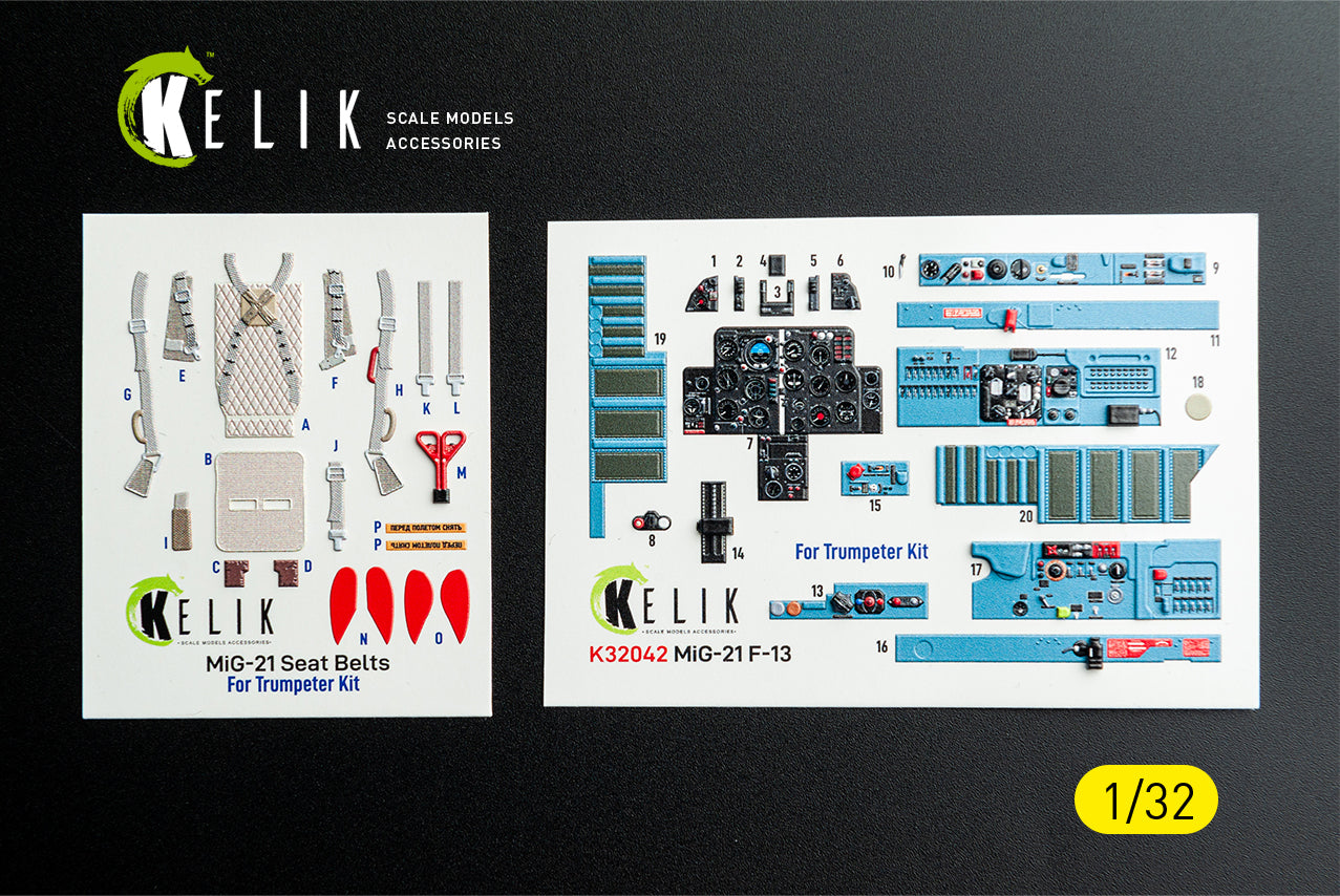 Kelik K32042 1:32 Mikoyan MiG-21 F-13 export version - interior 3D decals