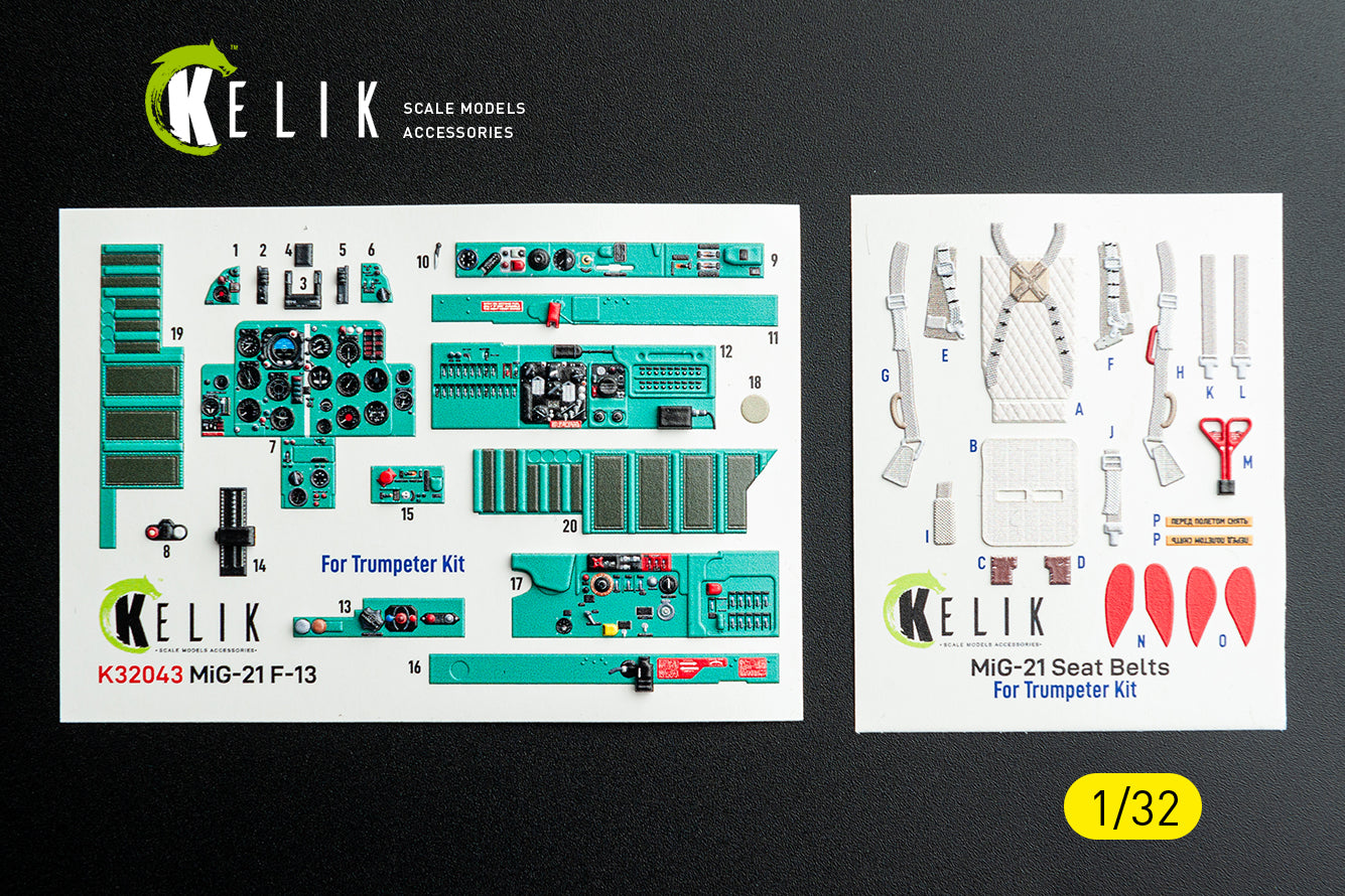 Kelik K32043 1:32 Mikoyan MiG-21 F-13 - interior 3D decals