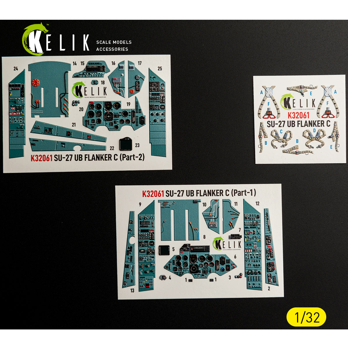 Kelik K32061 1:32 Sukhoi Su-27UB Flanker C - interior 3D decals