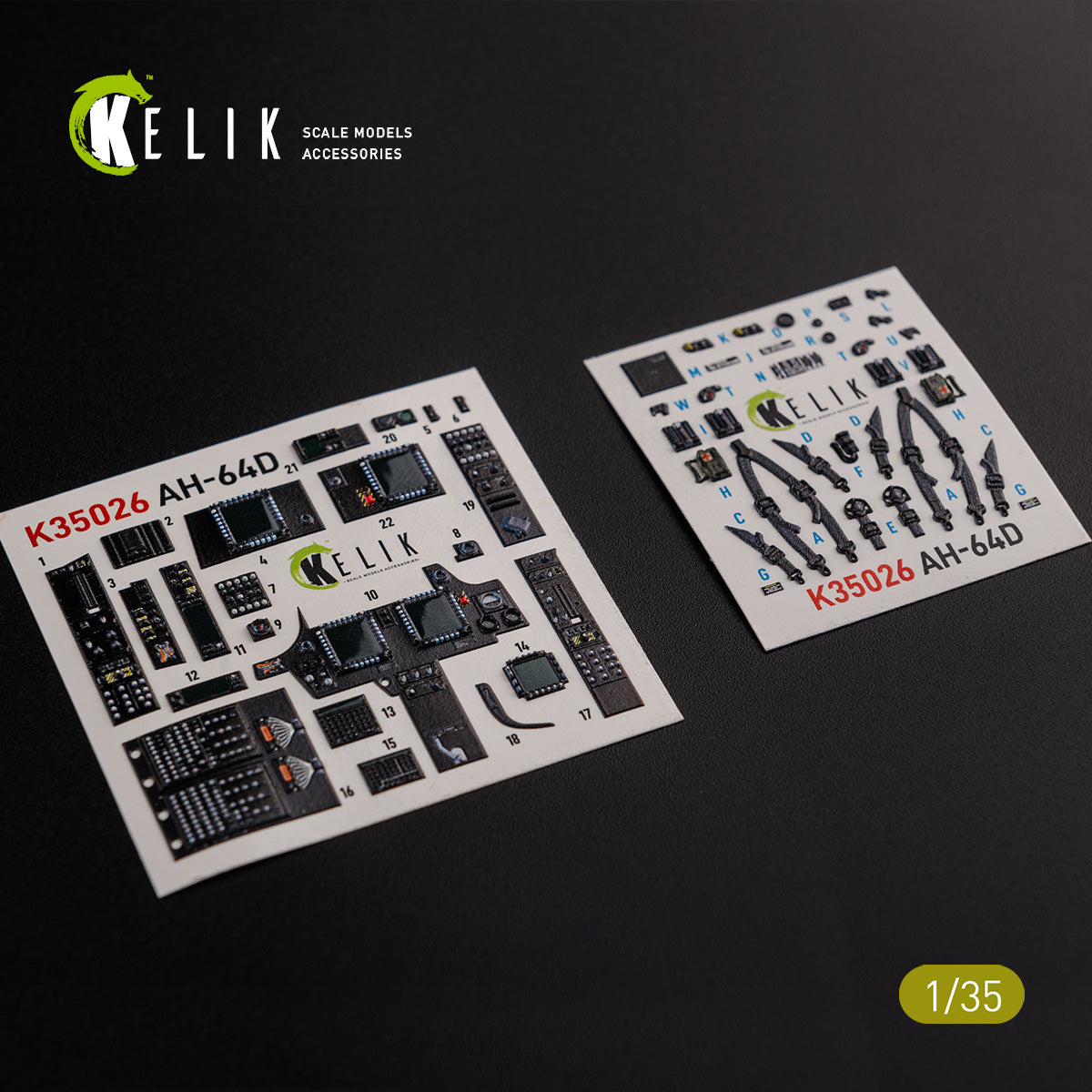 Kelik 3D Decals 35026 1:35 Bell/Boeing AH-64D Apache Interior (3D- Printed Decals)