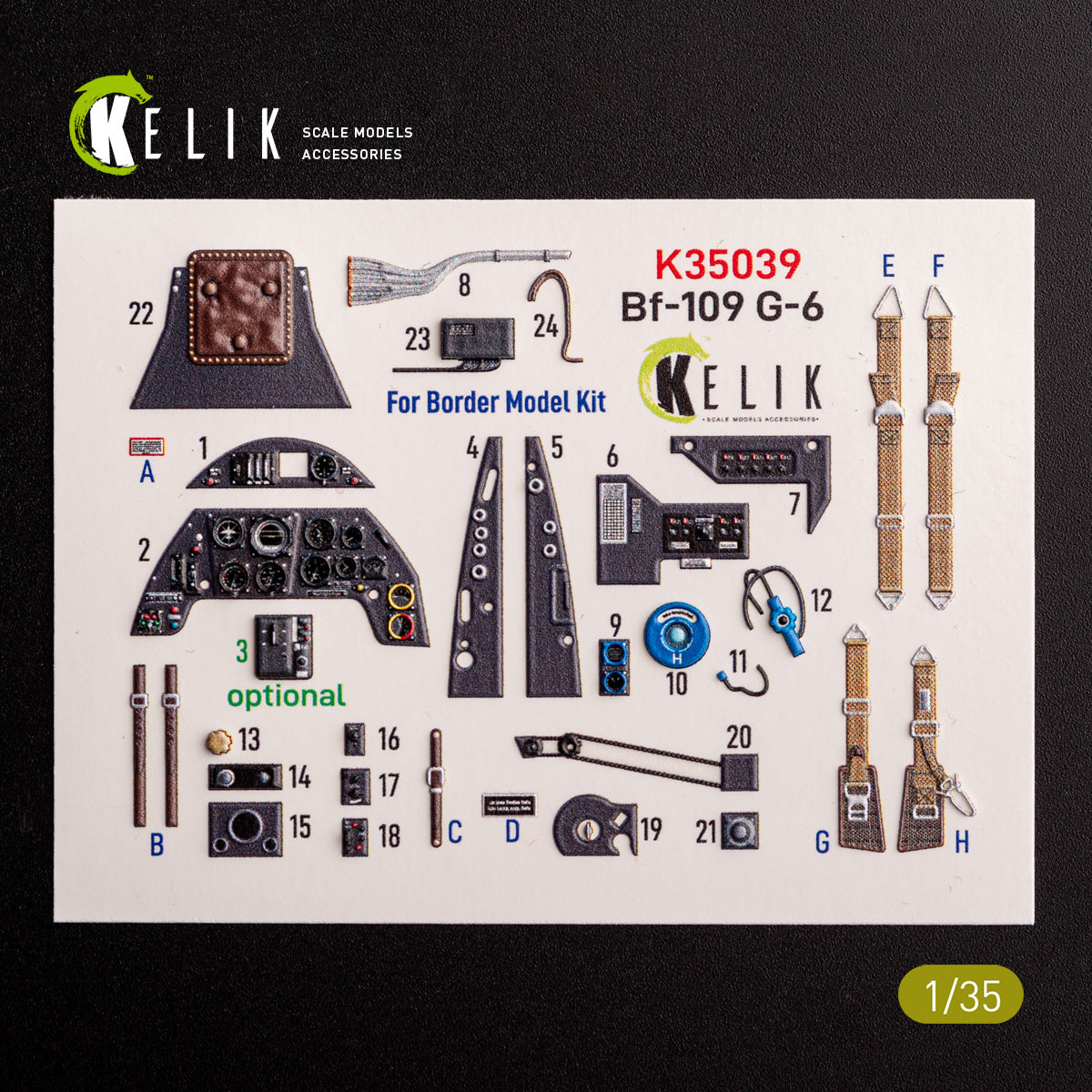Kelik K35039 1:35 Messerschmitt Bf-109G-6 interior 3D-decals