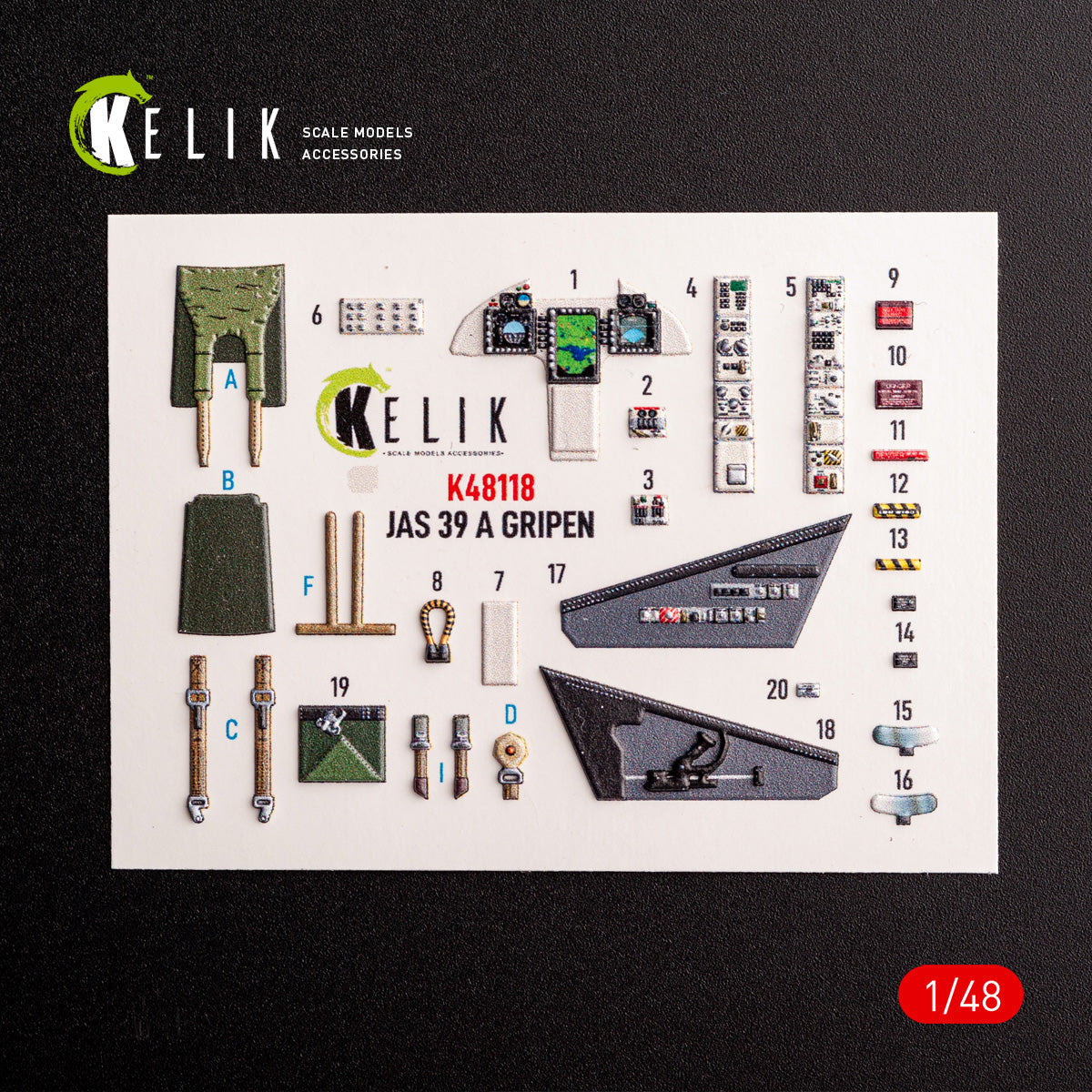 Kelik K48118 1:48 Jas-39 A - interior 3D-decals