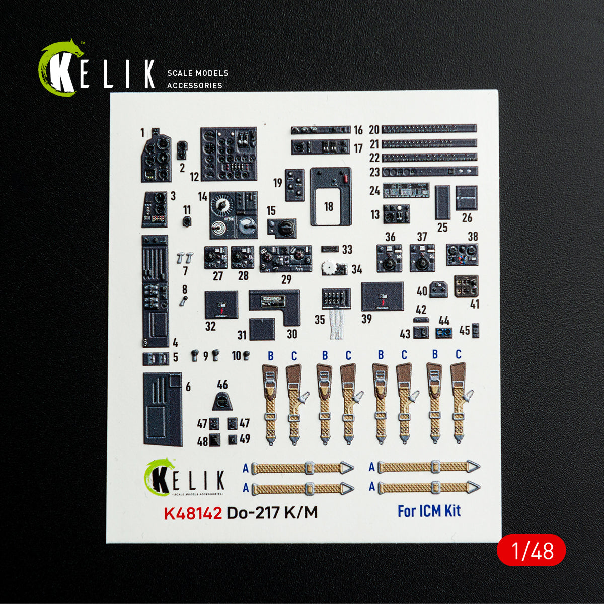 Kelik K48142 1:48 Dornier Do-217K/M - interior 3D decals