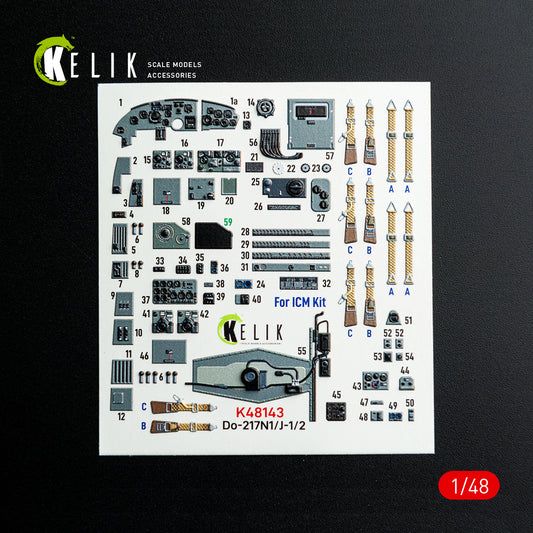 Kelik K48143 1:48 Dornier Do-217N-1/Do-217J-1/2 interior 3D decals