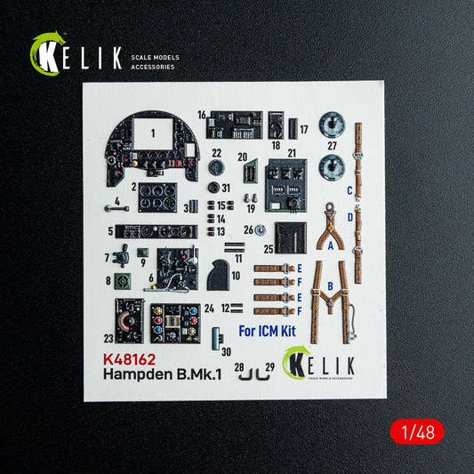 Kelik K48162 1:48 Handley-Page Hampden B Mk.I - interior 3D decals