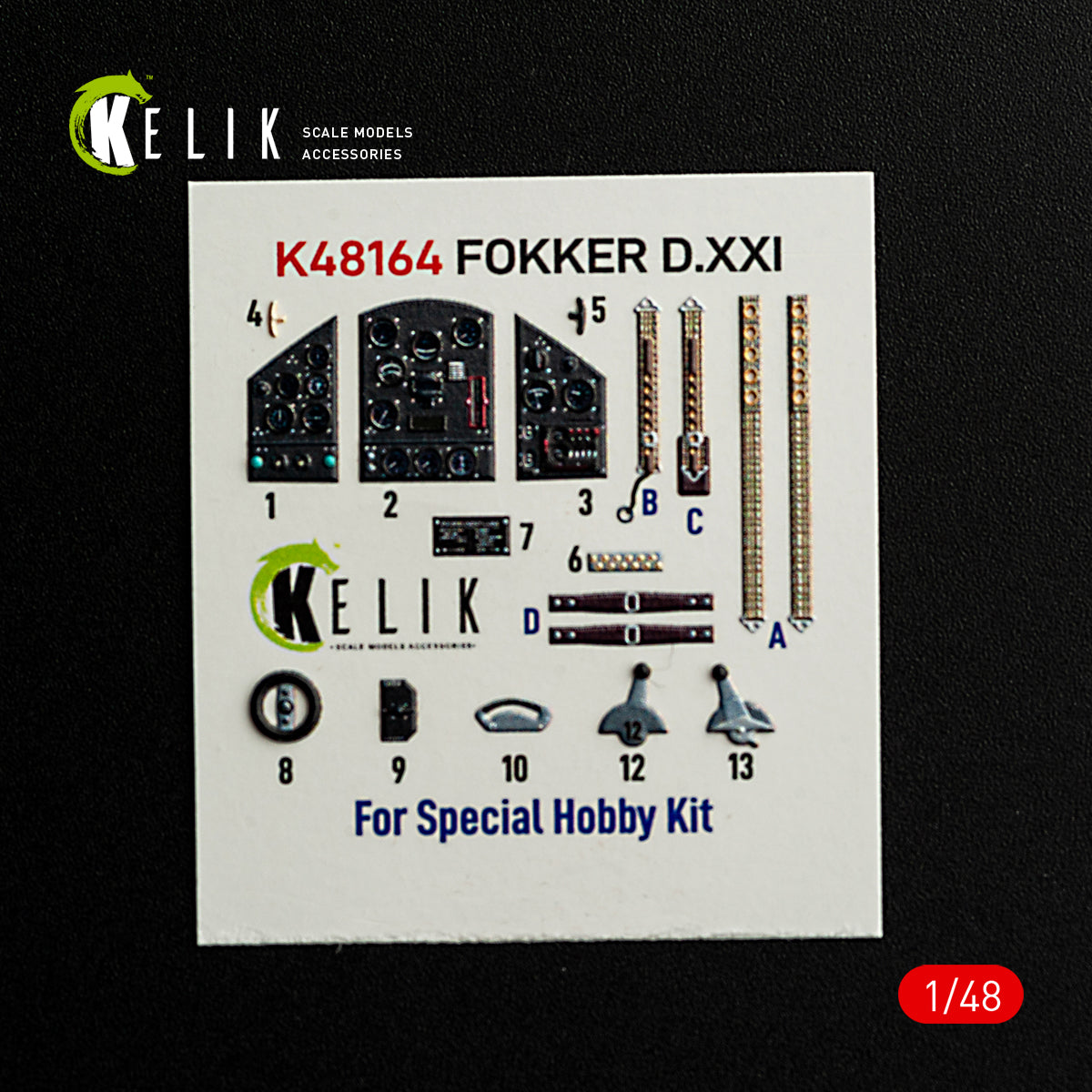 Kelik K48164 1:48 FOKKER D.XXI - interior 3D decals