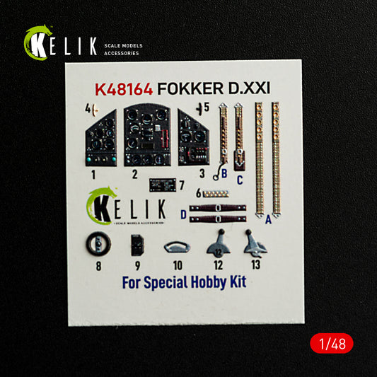 Kelik K48164 1:48 FOKKER D.XXI - interior 3D decals