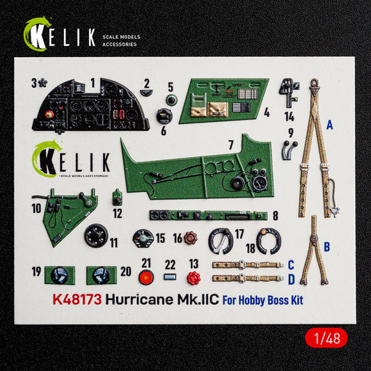 Kelik K48173 1:48 Hawker Hurricane Mk.IIC - interior 3D decals