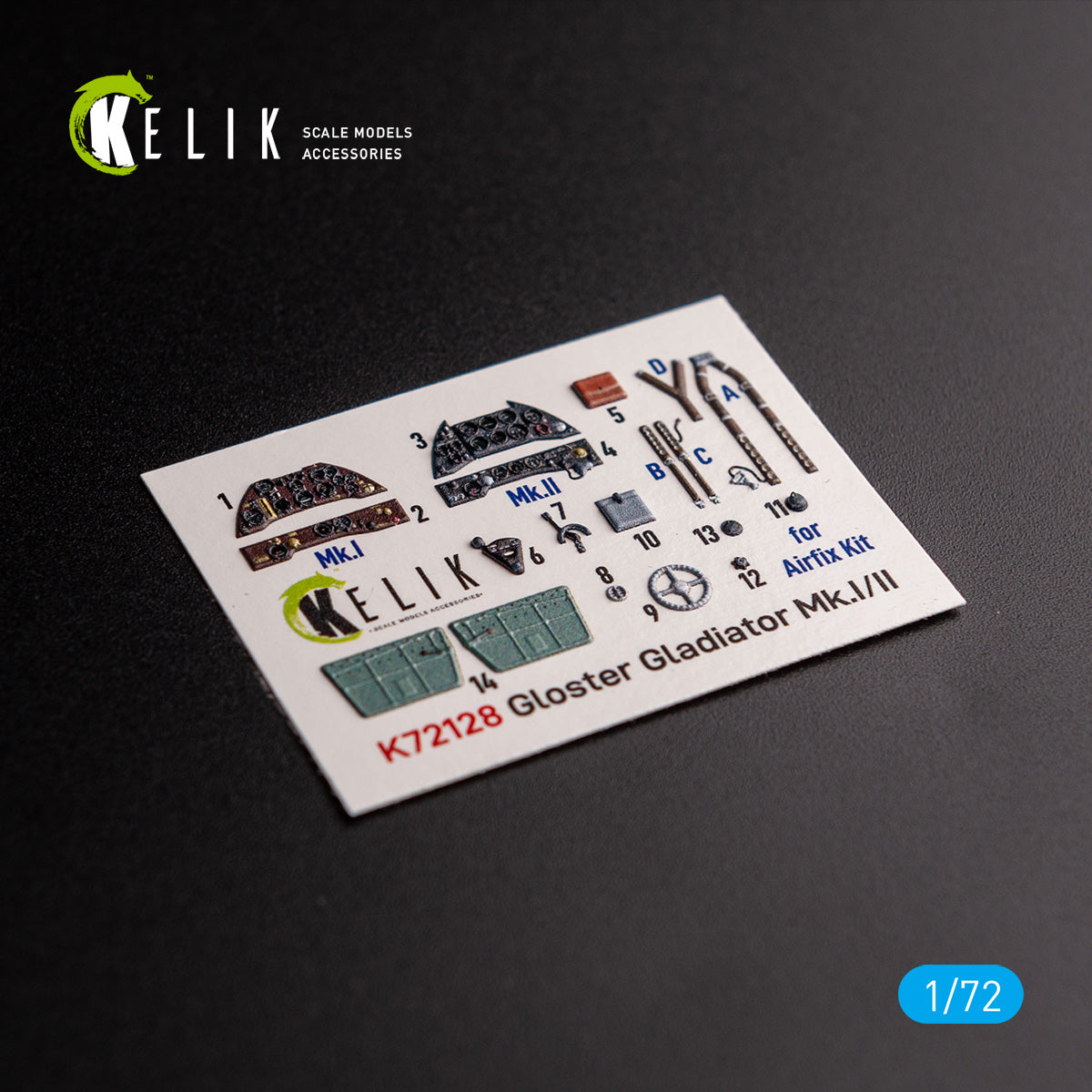 Kelik 3D Decals K72128 1:72 Gloster Gladiator Mk.I/Mk.II - interior 3D decals