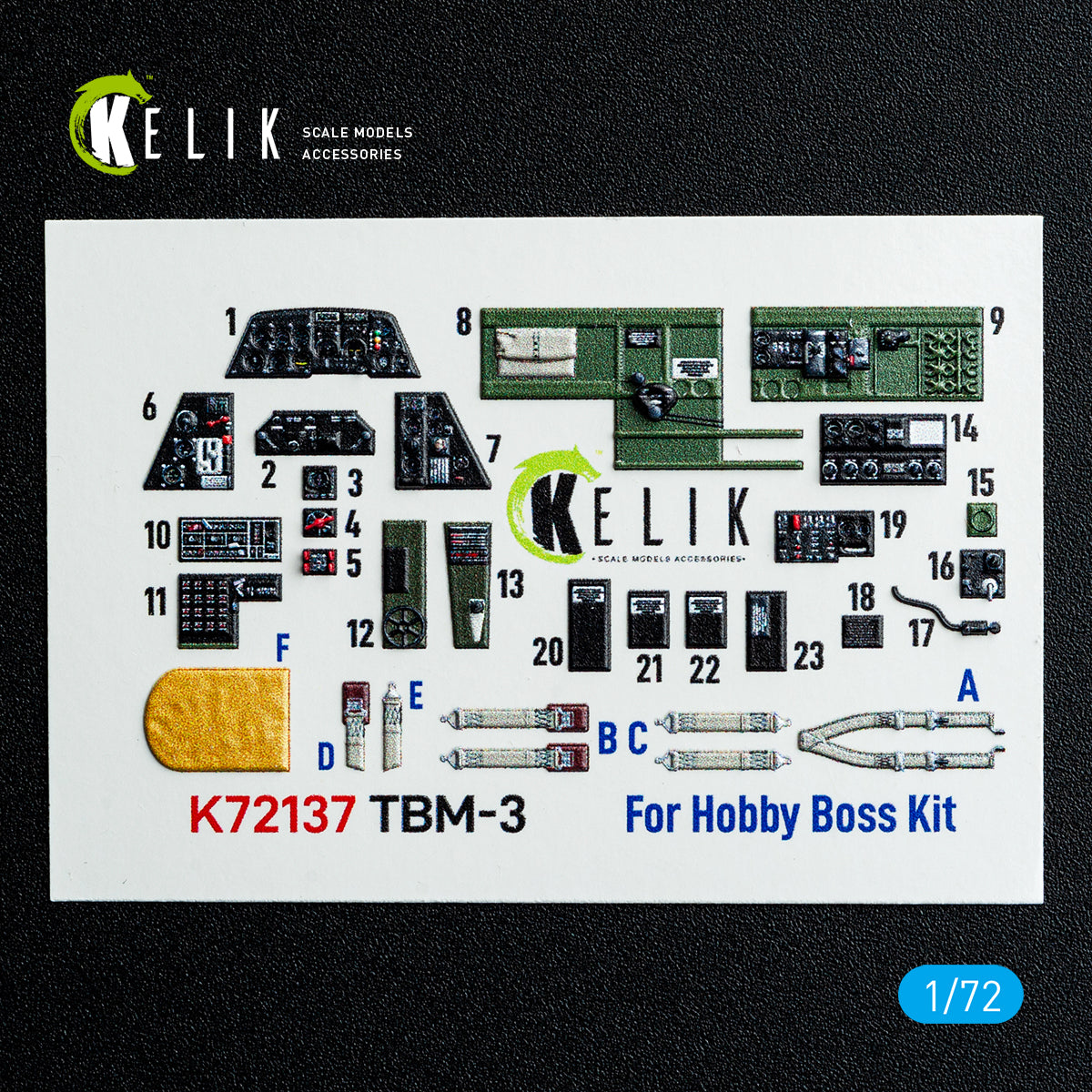 Kelik K72137 1:72 Grumman TBM-3 Avenger - interior 3D decals