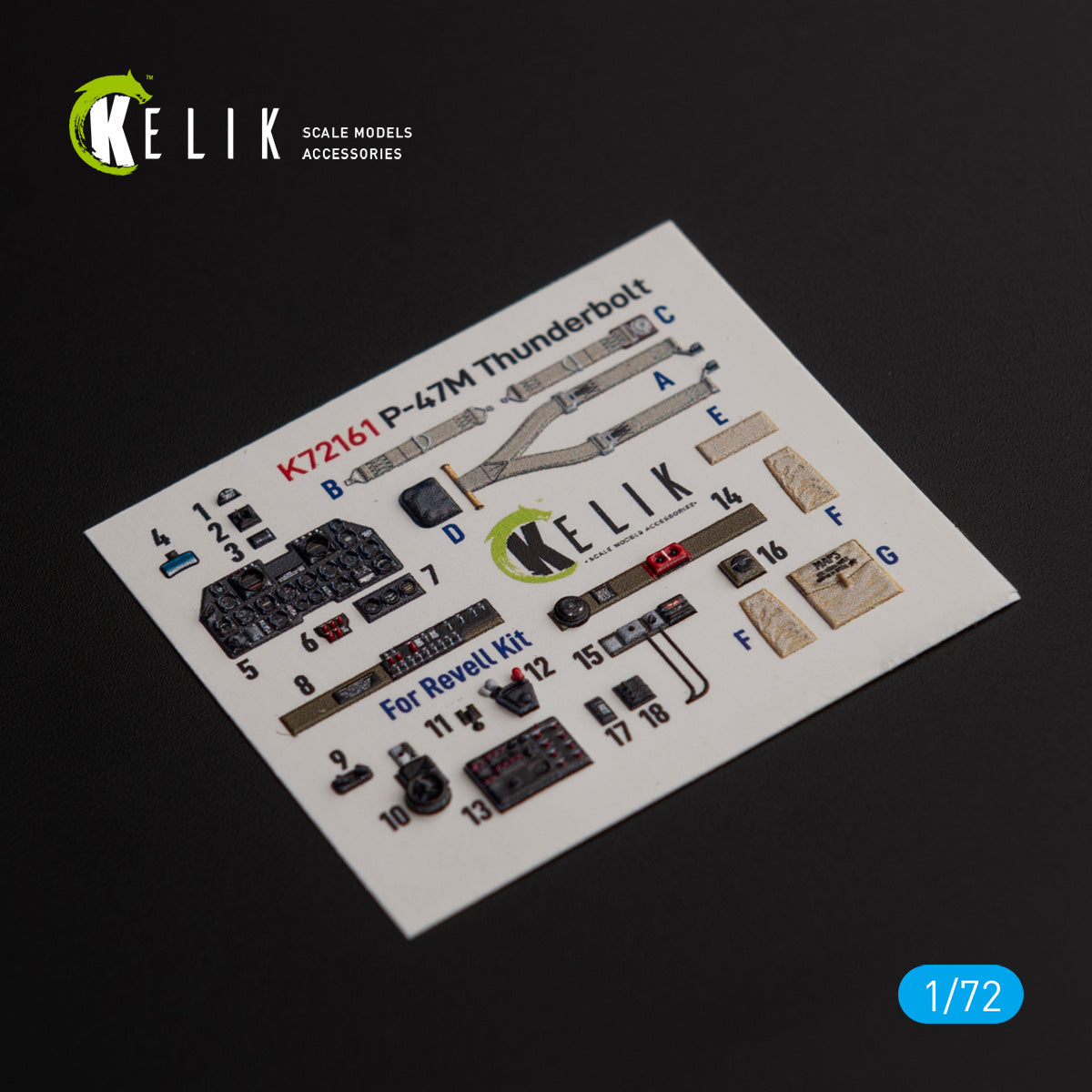 Kelik K72161 1:72 Republic P-47M Thunderbolt- interior 3D decals