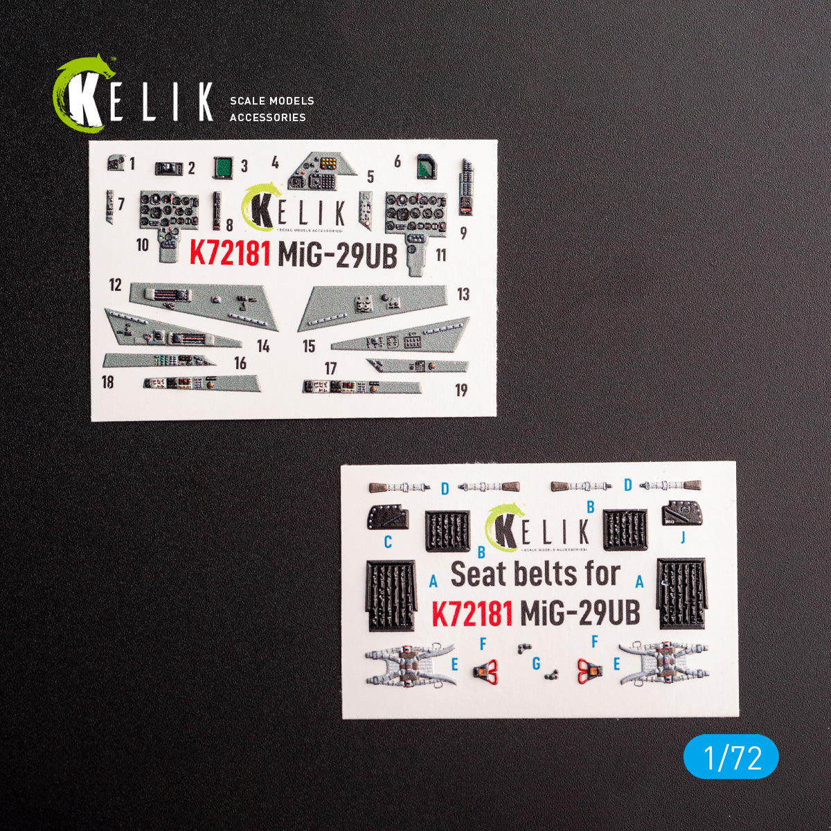 Kelik K72181 1:72 MiG-29UB - interior 3D-decals