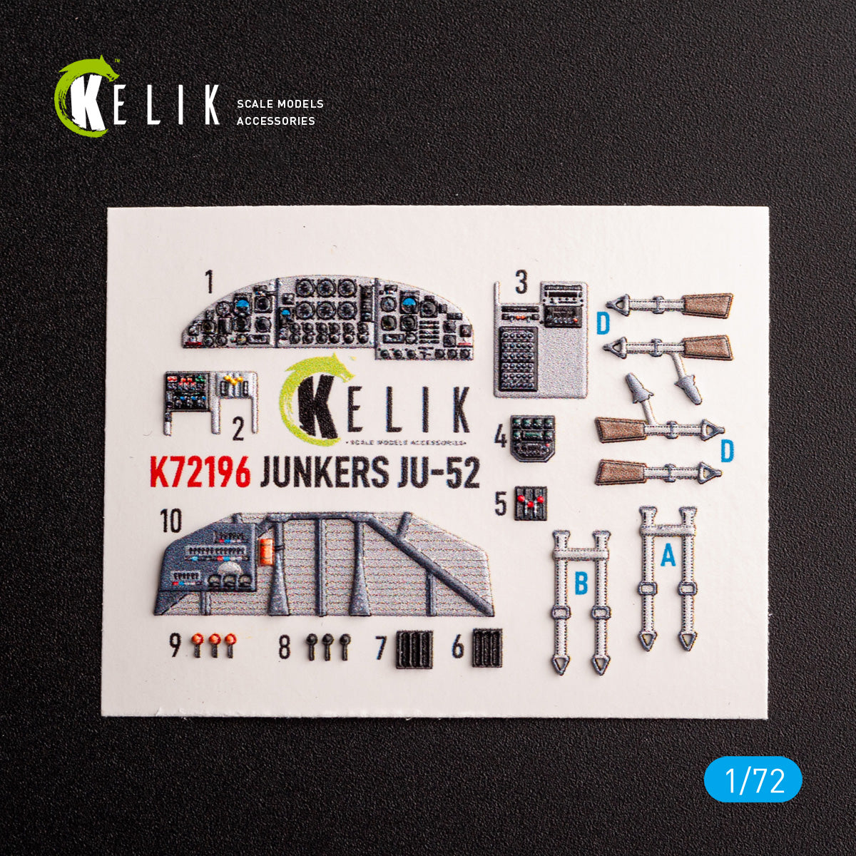 Kelik K72196 1:72 Junkers Ju-52/3m - interior 3D-decals