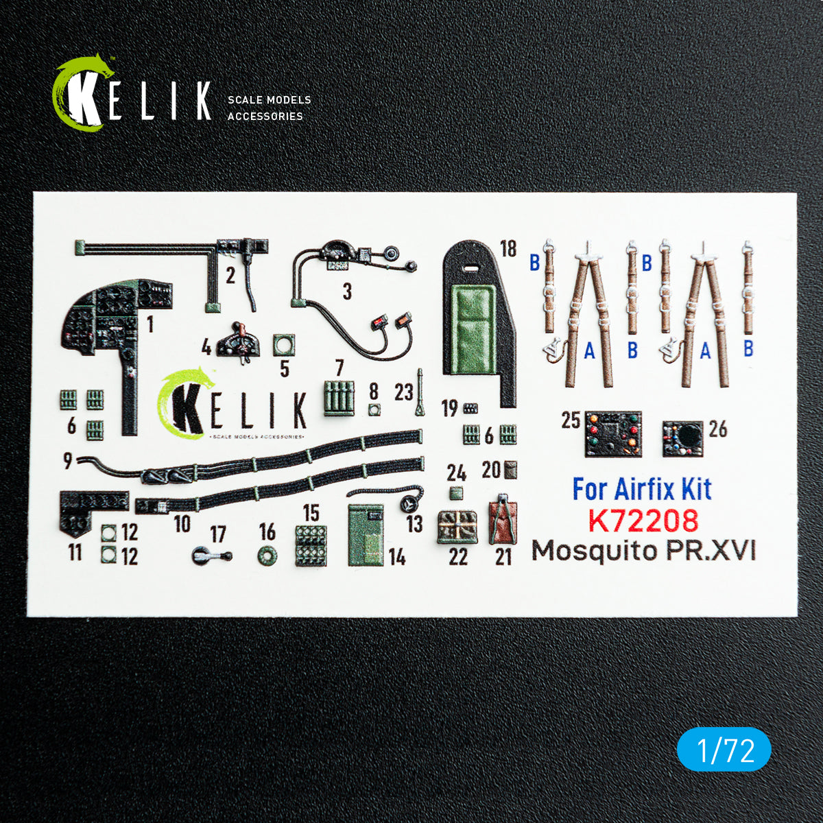 Kelik K72208 1:72 de Havilland Mosquito PR.XVI - interior 3D decals