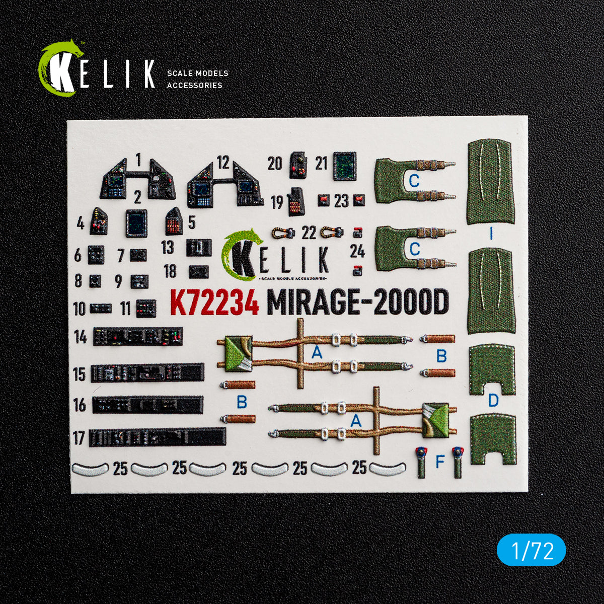 Kelik K72234 1:72 Dassault Mirage 2000D - interior 3D decals