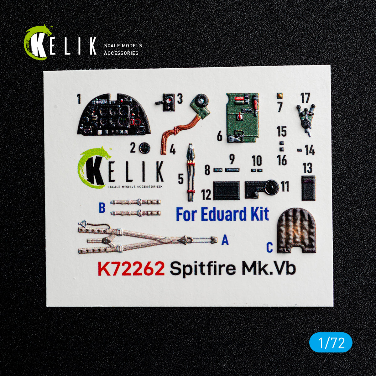 Kelik K72262 1:72 Supermarine Spitfire Mk.Vb - interior 3D decals