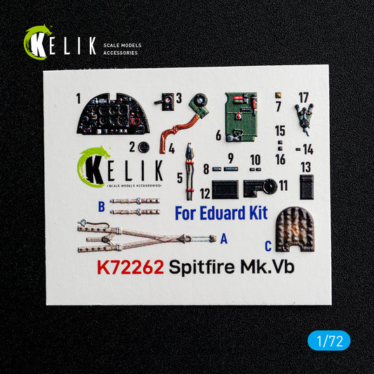 Kelik K72262 1:72 Supermarine Spitfire Mk.Vb - interior 3D decals