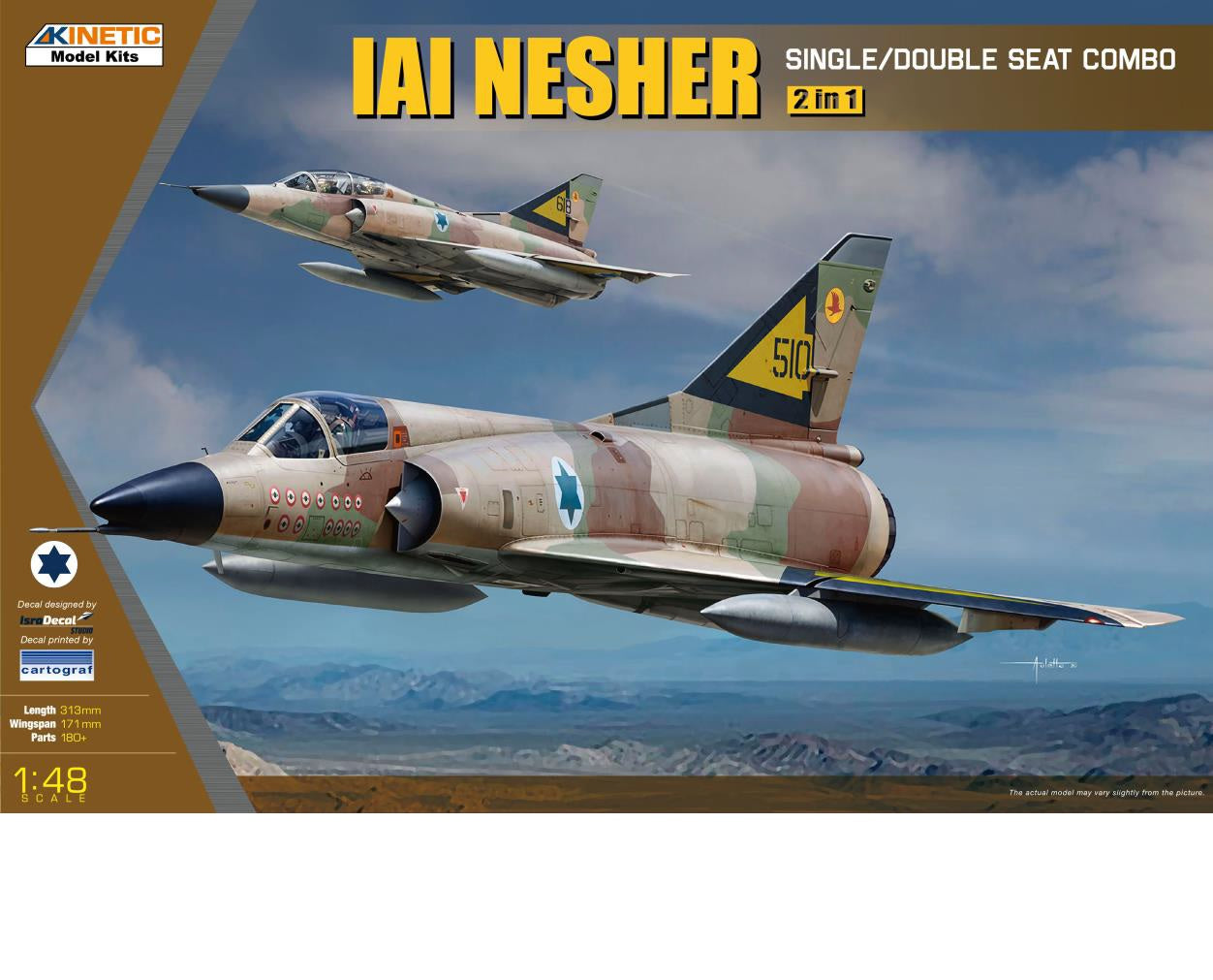 Kinetic K48056 1:48 IAI NESHER (2 in 1 Single/Double Seat Combo)