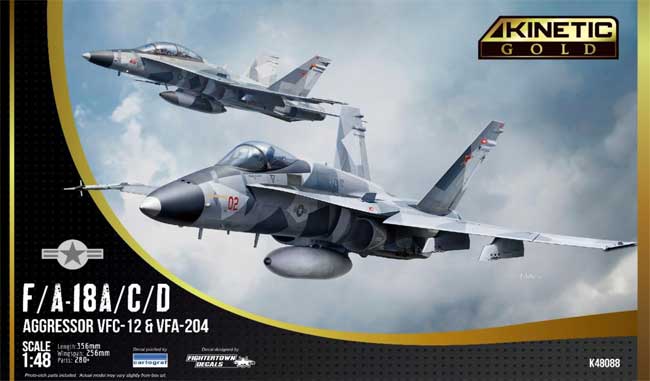 Kinetic K48088 1:48 McDonnell-Douglas F/A-18A/C/D Aggressor VFC-12 & VFA-204 (Gold)