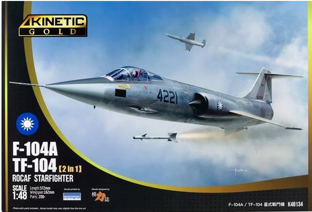 Kinetic K48134 1:48 Lockheed F-104A/TF-104 Starfighter Taiwan 2 in 1 (Gold)