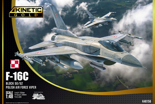 Kinetic Model Kits 48156 1:48 Lockheed-Martin F-16C Fighting Falcon Block 50/52 Polish Air Force (with CFT) Gold series