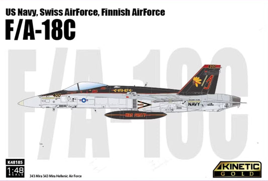 Kinetic Model Kits K48185 1:48 McDonnell-Douglas F-18A/C HornetUS Navy, Swiss AF, Finnish AF & Top Gun