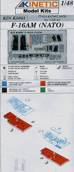 Kinetic K5003 1:48 General-Dynamics F-16AM NATO Photo-Etched Parts