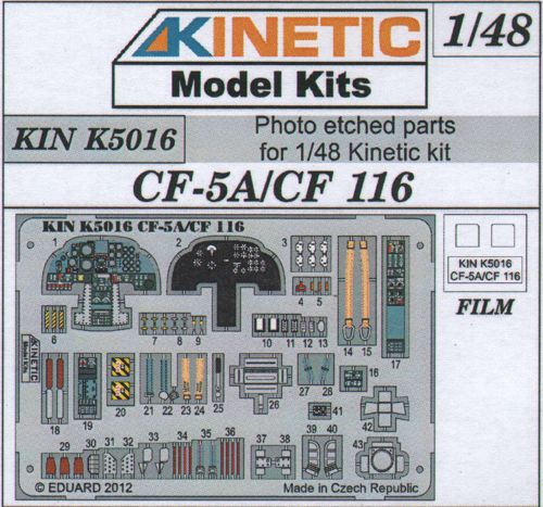 Kinetic K5016 1:48 Canadair CF-5A/CF 116 Photo-Etched Parts