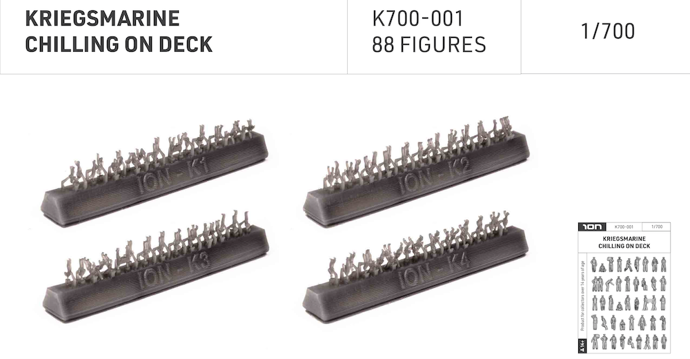 ION Model K700-001 1:700 Kriegsmarine Chilling on Deck - 88 Figures (3D-Printed)