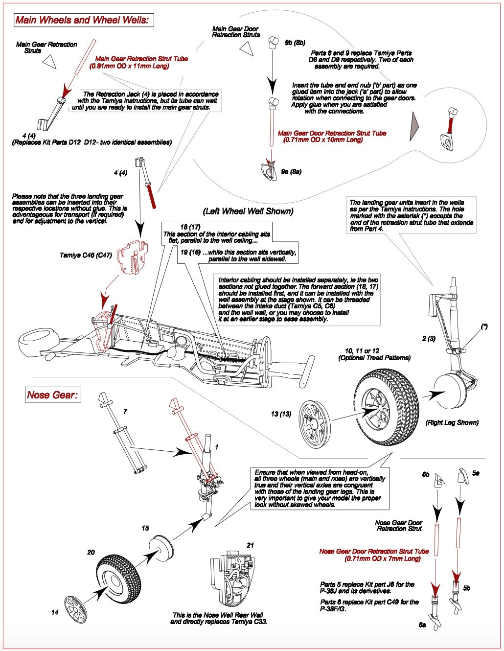 Kazan Model Dynamics KAZ48017TAM 1:48 Lockheed P-38F/G/J/L Lightning (3D-Printed) Landing Gear Set