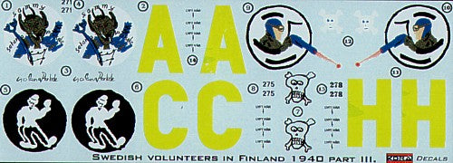 Kora decals DEC7279 1:72 Gloster Gladiator Mk.II on skis Decals Finland. Swedish Voluntary Wing F19 part 3