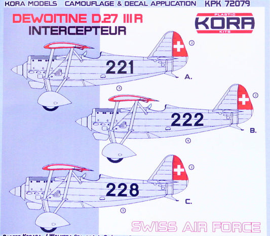 Kora K72079 1:72 Dewoitine D.27 III.R Swiss Air Force