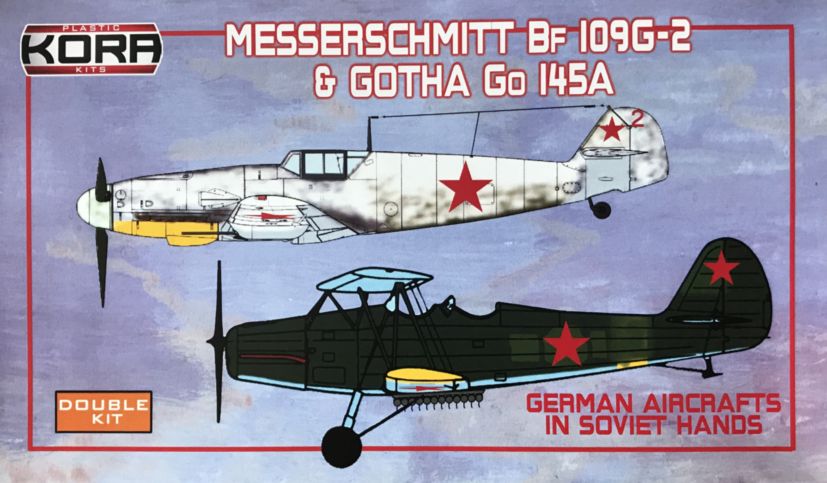 Kora K72098 1:72 Messerschmitt Bf-109G-2 and Gotha Go-145A German Aircrafts in Soviet hands - Double kit.