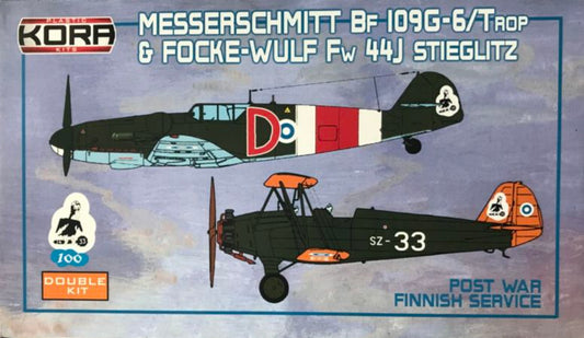 Kora K72100 1:72 Messerschmitt Bf-109G-6 Trop and Focke-Wulf Fw-44J Sieglitz Finnish post war - Double kit.