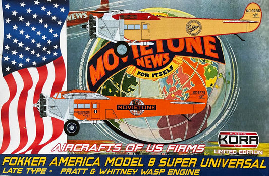 Kora K72192 1:72 Fokker America Model 8 Super Universal (US firms) Movietone News