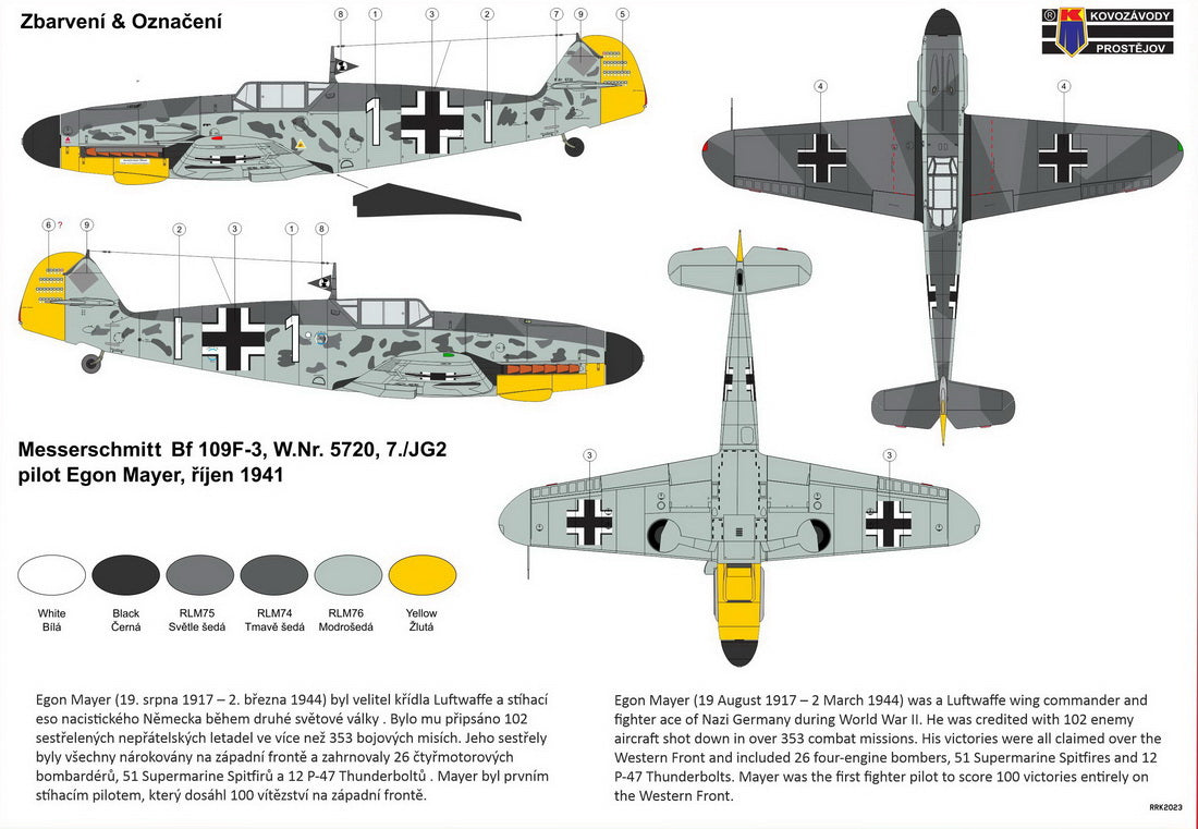 Kovozavody Prostejov CL7208 1:72 Messerschmitt Bf-109F-3 '7./JG 2 E. Mayer'