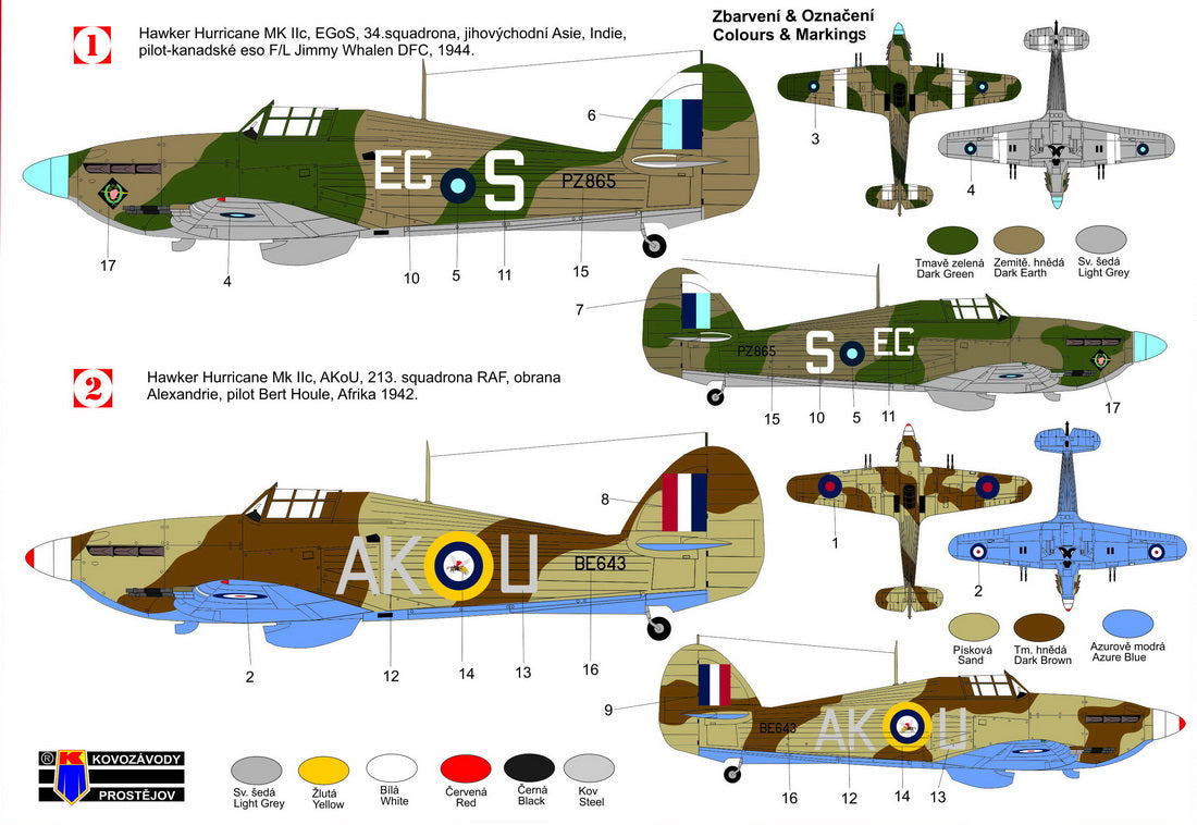 Kovozavody Prostejov CL7211 1:72 Hawker Hurricane Mk.IIC 'Aces'