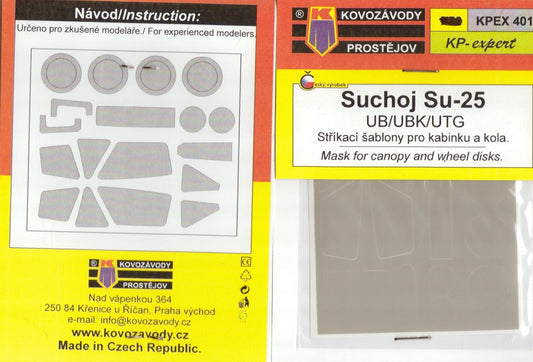 Kovozavody Prostejov EX401 1:72 Sukhoi Su-25UB/UBK/UTG Canopy & Wheel Paint Mask