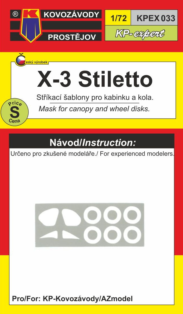 Kovozavody Prostejov EX7233 1:72 Douglas X-3 Stilleto Wheels & Canopy Frame Paint Mask