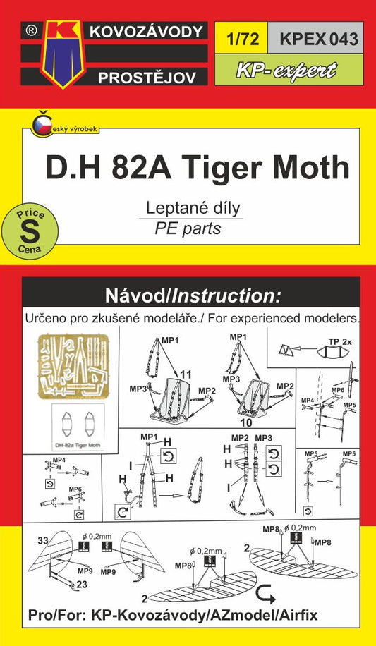 Kovozavody Prostejov KPEX043 1:72 de Havilland DH.82A Tiger Moth Photo-Etched Parts