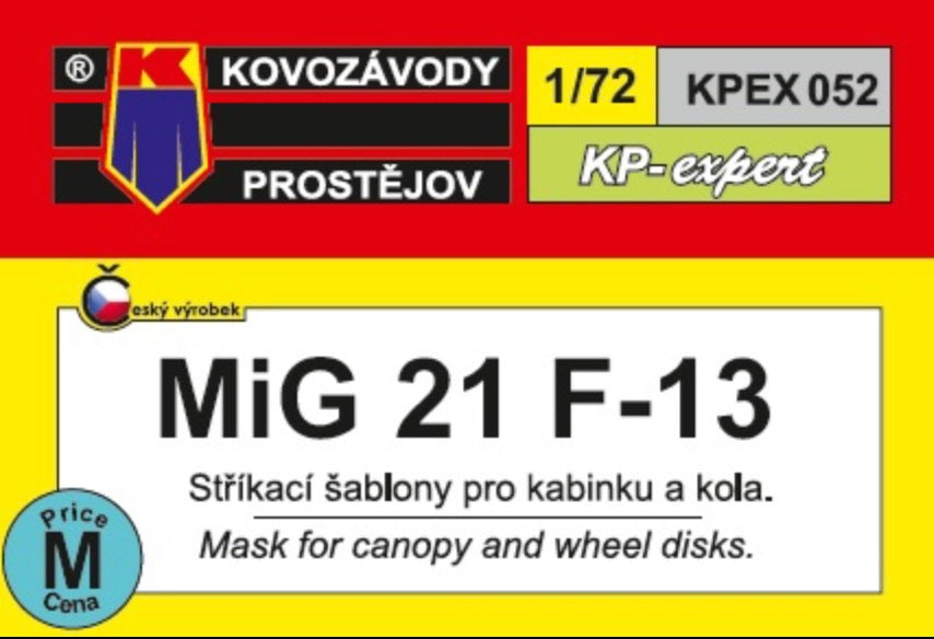 Kovozavody Prostejov EX7252 1:72 Mikoyan MiG-21F-13 wheels and canopy frame paint mask