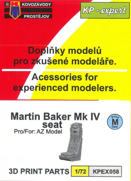 Kovozavody Prostejov KPEX058 1:72 Martin Baker Mk.IV seat 3D printed parts